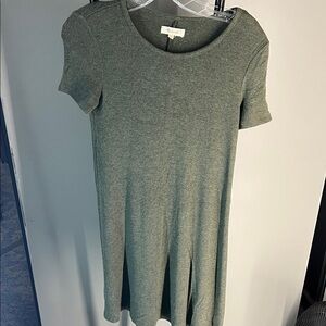 Madewell Short Sleeve Mini Dress in Heather Olive Green